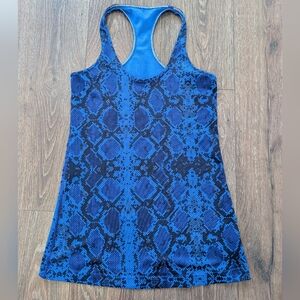 Lululemon Original Cool Racerback Tank Sapphire BL Ziggy Snake Print Women’s ~10